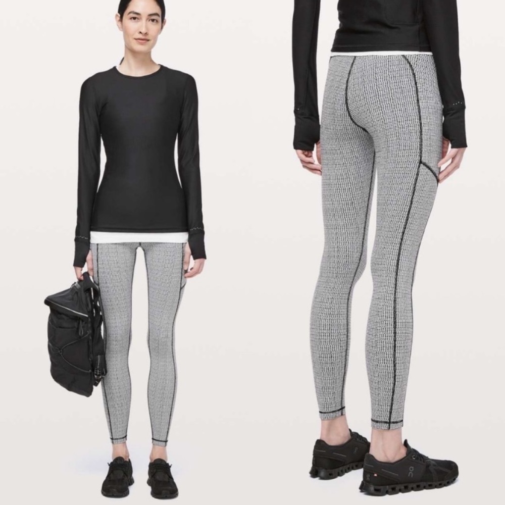 Lululemon Speed Up Tight Legging Teeny Tooth White Black 6